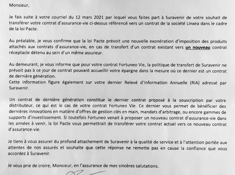 Suravenir refuse loi Pacte